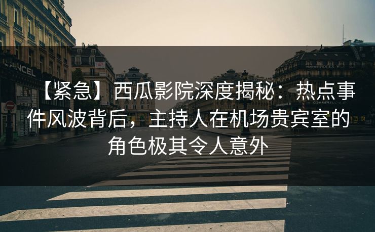 【紧急】西瓜影院深度揭秘：热点事件风波背后，主持人在机场贵宾室的角色极其令人意外