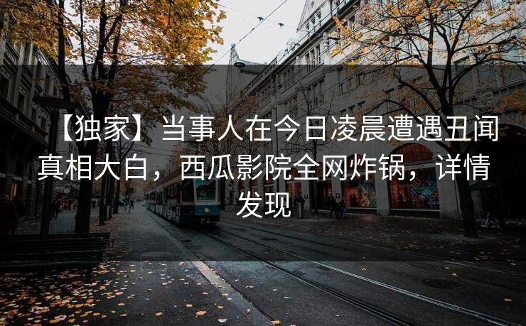 【独家】当事人在今日凌晨遭遇丑闻真相大白，西瓜影院全网炸锅，详情发现