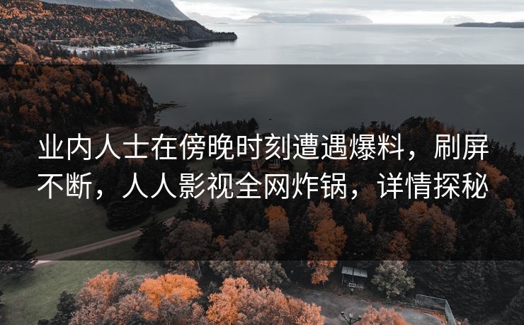 业内人士在傍晚时刻遭遇爆料，刷屏不断，人人影视全网炸锅，详情探秘