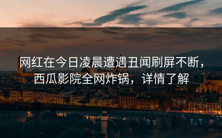 网红在今日凌晨遭遇丑闻刷屏不断，西瓜影院全网炸锅，详情了解