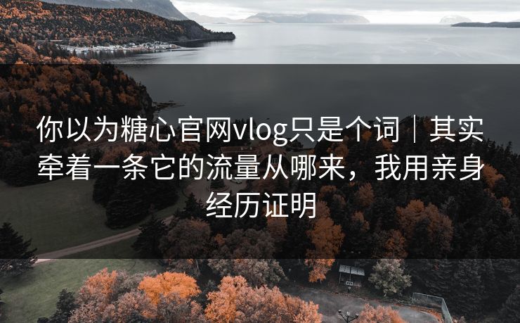 你以为糖心官网vlog只是个词｜其实牵着一条它的流量从哪来，我用亲身经历证明