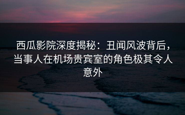 西瓜影院深度揭秘：丑闻风波背后，当事人在机场贵宾室的角色极其令人意外