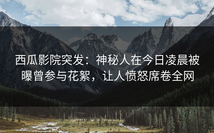 西瓜影院突发：神秘人在今日凌晨被曝曾参与花絮，让人愤怒席卷全网