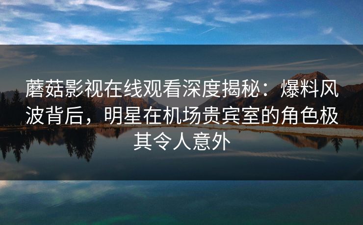 蘑菇影视在线观看深度揭秘：爆料风波背后，明星在机场贵宾室的角色极其令人意外