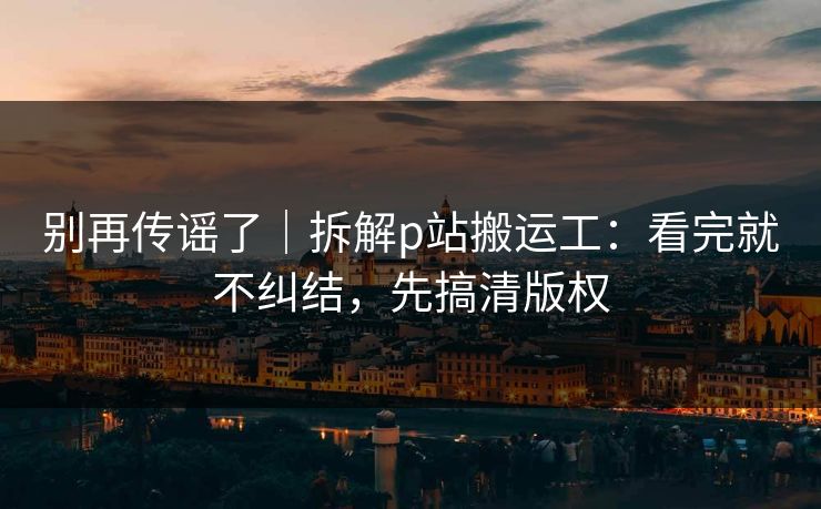 别再传谣了｜拆解p站搬运工：看完就不纠结，先搞清版权